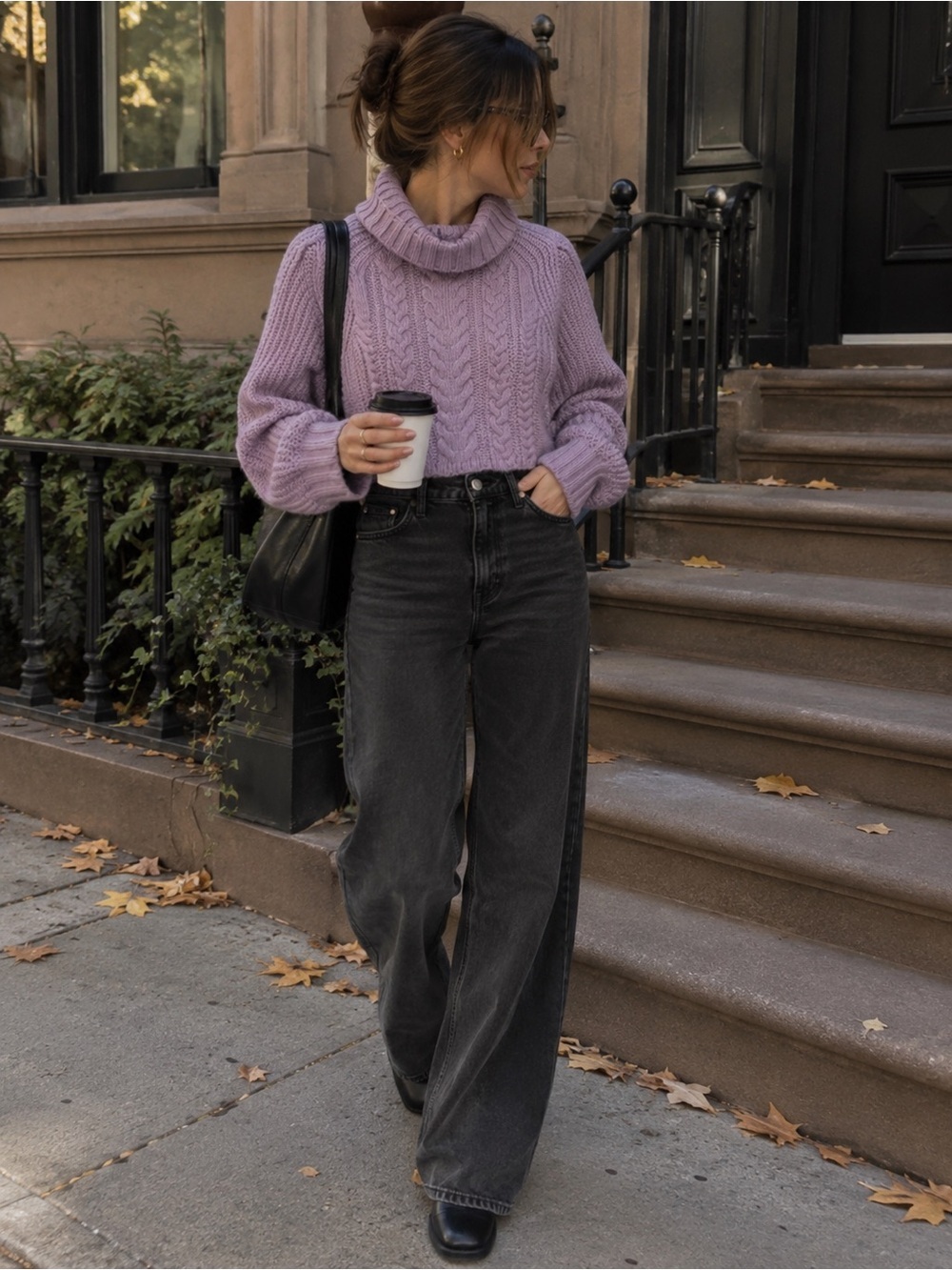 NWOT dh NEW YORK Ronan Cropped Cable Turtleneck Sweater